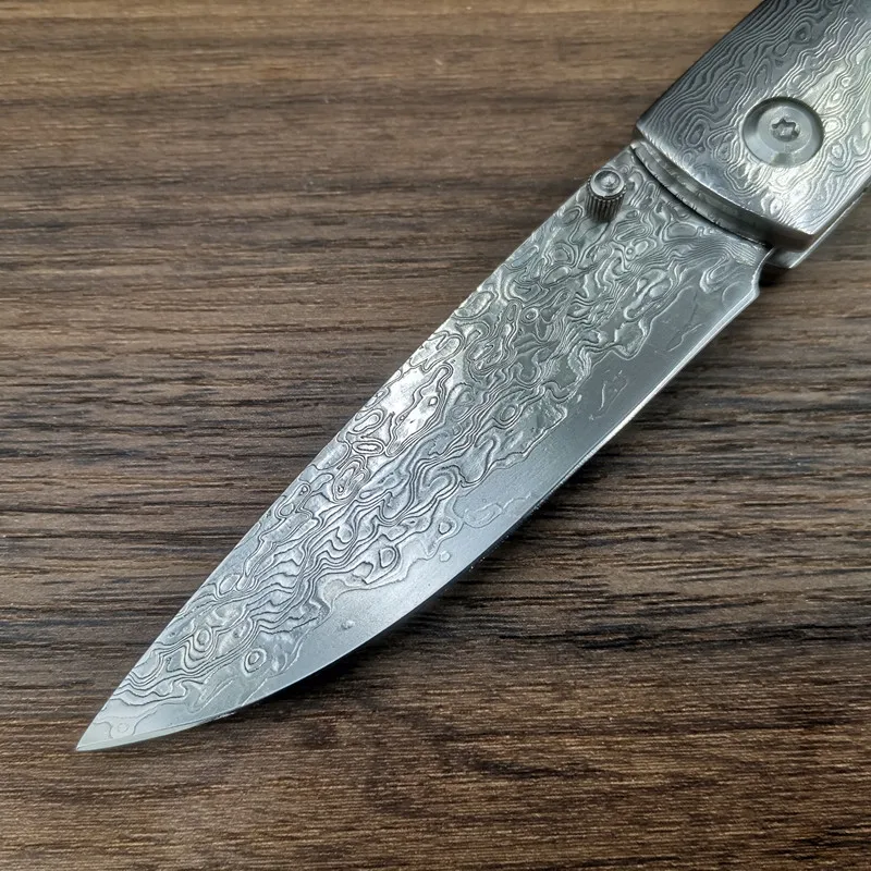 Натуральный ручка Олений Рог складной нож из дамасской стали Сталь Лезвие Отдых