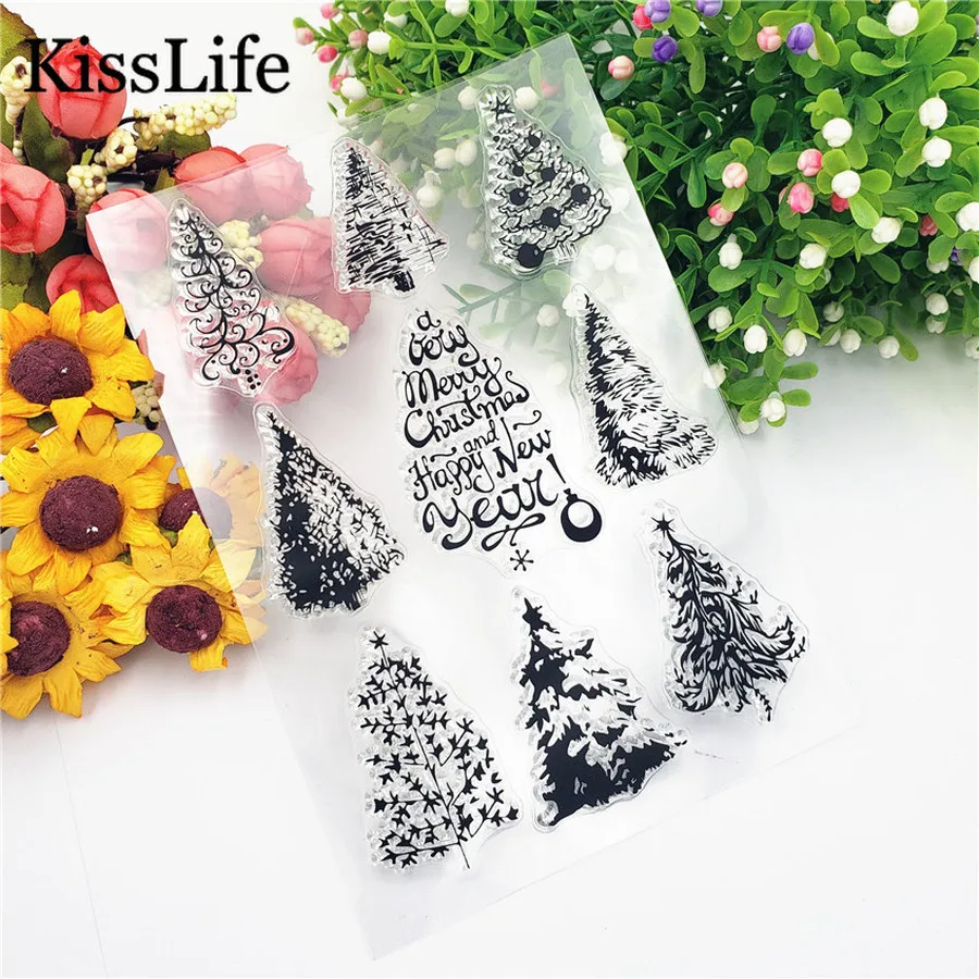 9 шт./упак. Рождественская елка снег цветок прозрачные резиновые штампы для