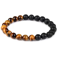 8mm beads bracelets tiger eye lava natural stone elastic rope buddha energy healing simple classic gifts for men women