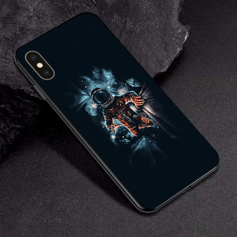 TPUBLK555 Черный чехол из ТПУ для Apple iPhone X XR XSMax 11 чехол Модный мультяшный астронавт для Apple iPhone 6 6S 7 8 Plus чехол для телефона бампер - Цвет: TPUBLK555