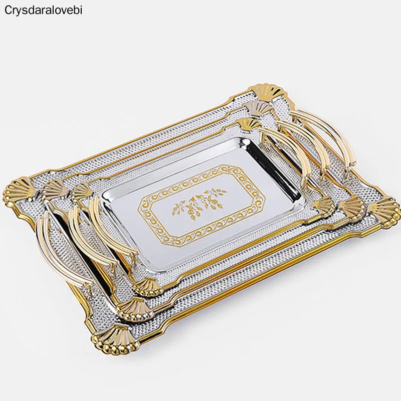 

Металлический поднос для хранения ювелирных изделий, тарелка в стиле ретро, для десерта, фруктового торта, с ручкой, для домашнего декора, ве...