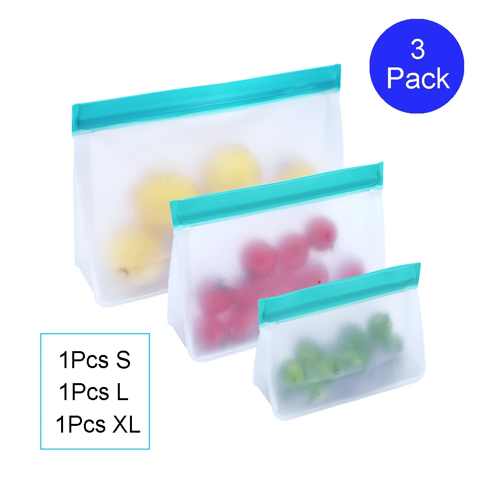 Многоразовые Slicone сумки для хранения еды легко уплотнение Ziplock Ланч морозильник сумка для детей свежие контейнеры для еды домашний кухонный Организатор