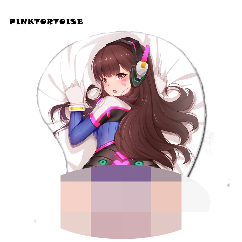 3D коврик для мыши pinktorskull с рисунком Аниме D.Va Dva мягкий на груди подставка запястья