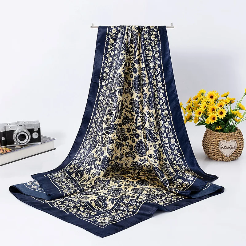 Национальный стиль новый дизайн роскошный атласный шелковый шарф для женщин