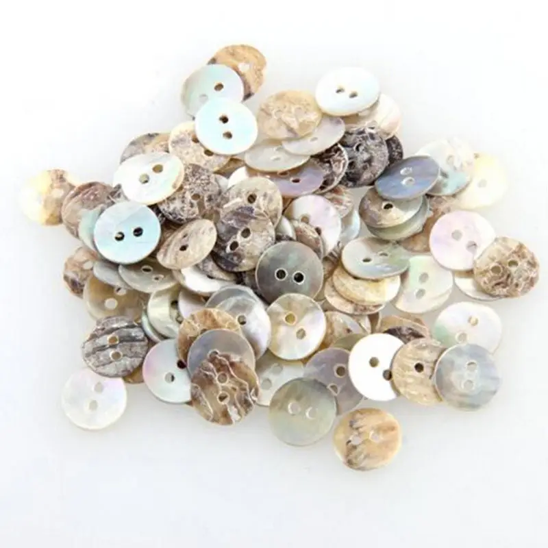 

100 PCS 10mm Natural Shell Sewing Buttons Color Japan Mother of Pearl MOP Round Shell 2 Hole Button Sewing Accessories SN
