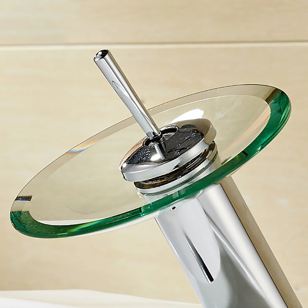 

Waterfall Faucet Mixer Tap Chrome Polished Glass Edge Faucet Water Inlet Pipe Faucet For Sink Bathroom