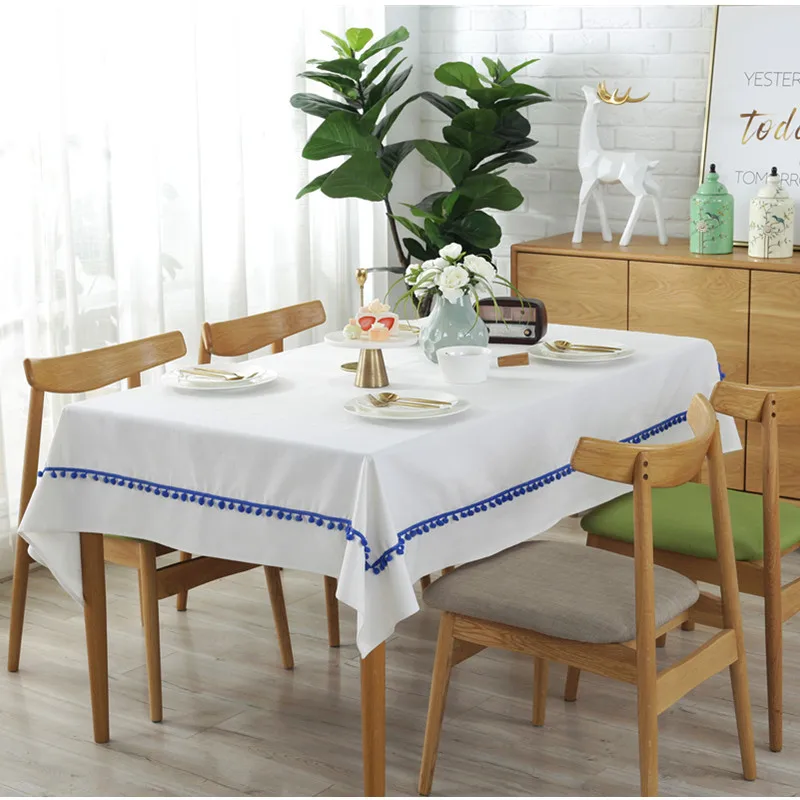 Простой белый гостиничный стол ткань синие волосы шарик Рождество декоративный