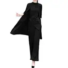 Комплект из трех предметов, однотонный свободный Женский вязаный Топ с боковыми завязками, брюки, Кардиган с длинным рукавом, комплект