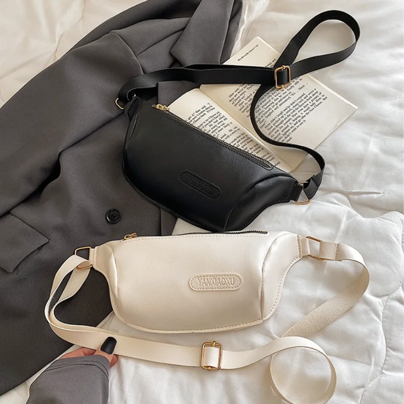 

Женская поясная сумка 2021, трендовые сумки через плечо в виде бананов, однотонный кожаный дизайнерский женский кошелек сумка с нагрудным рем...