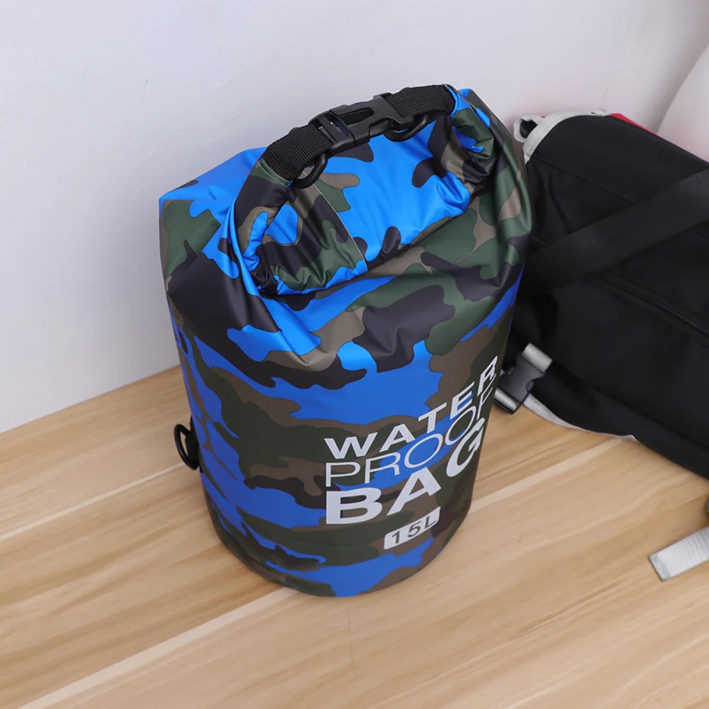 

Waterproof Shoulder Bag 15L Portable Sack Backpack for Kayaking Beach Rafting Boating Hiking Camping and Fishing (Orange Camoufl