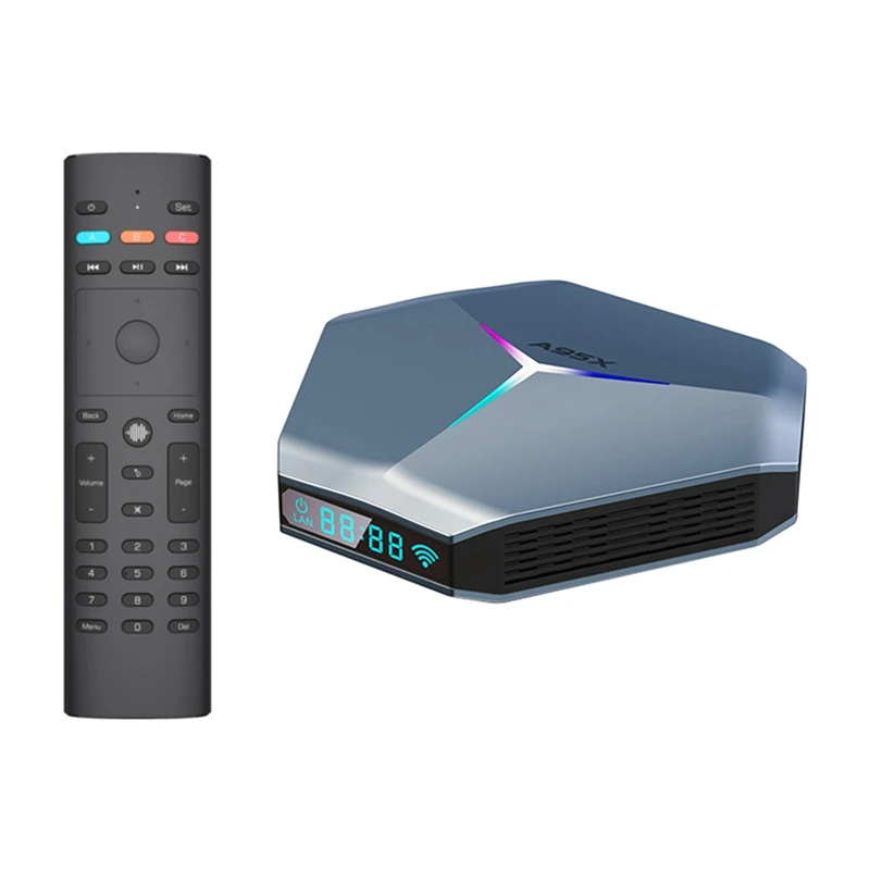 

A95X TV Box 4+128G Android11 S905X4 Quad Core 2.4G & 5.0G (EU Plug) & G40S Remote Control Air Mouse USB 2.4G Gyroscope