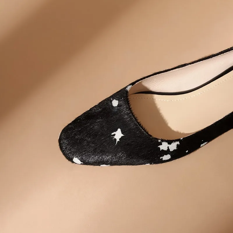 

Mary Jane Shoes Lolita Pumps For Women New Arrival 2021 Spring Horse Hair Square Toe Two Ways Chunky Low Heels Female Shoe Black