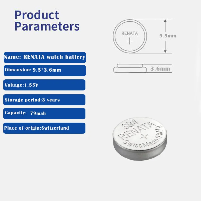 2 шт./лот Renata 394 100% оригинальный фирменный Новый аккумулятор для часов с оксидом