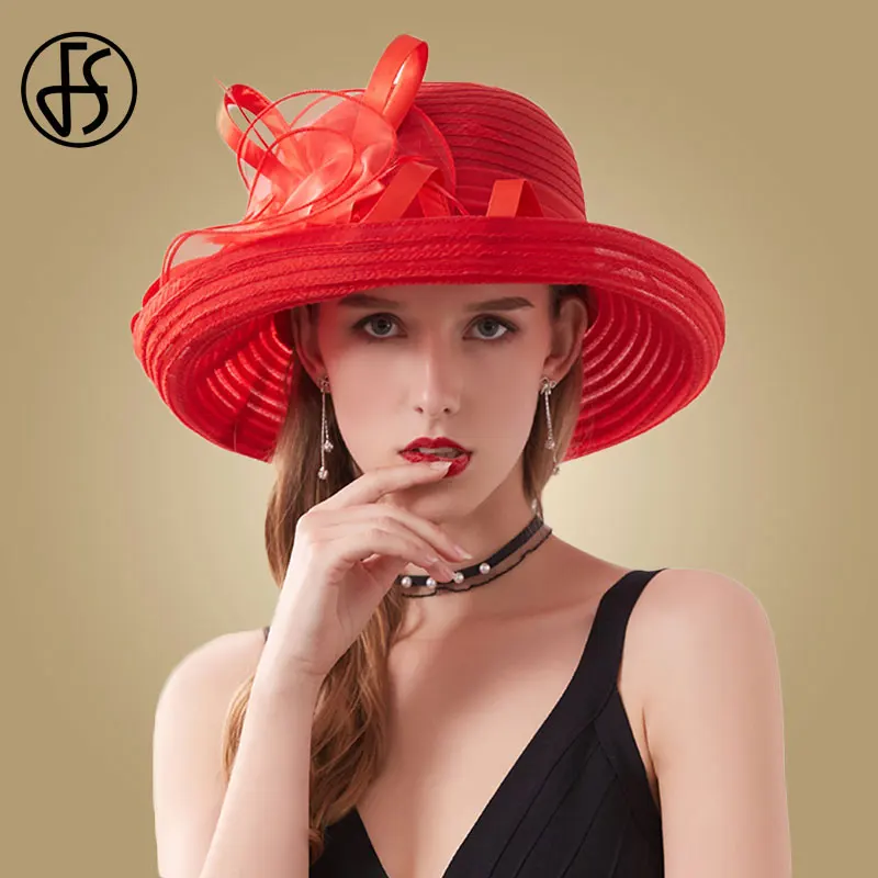 FS 2020 черная шляпа с широкими полями для женщин органза шляпы от солнца цветы