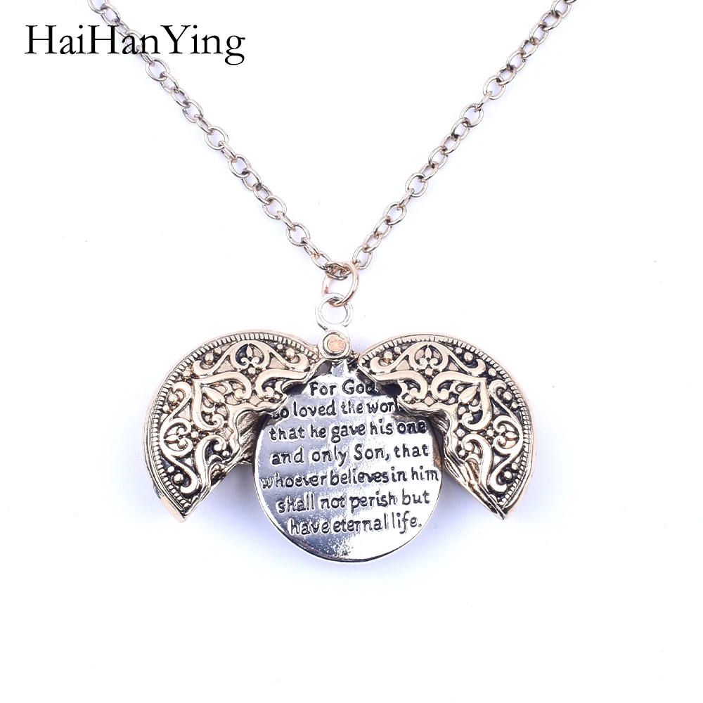 

Men Women Gold Necklace Customized for God Belief Open Small Box Vintage Pendant Necklace Personality Creative Design Jewelry