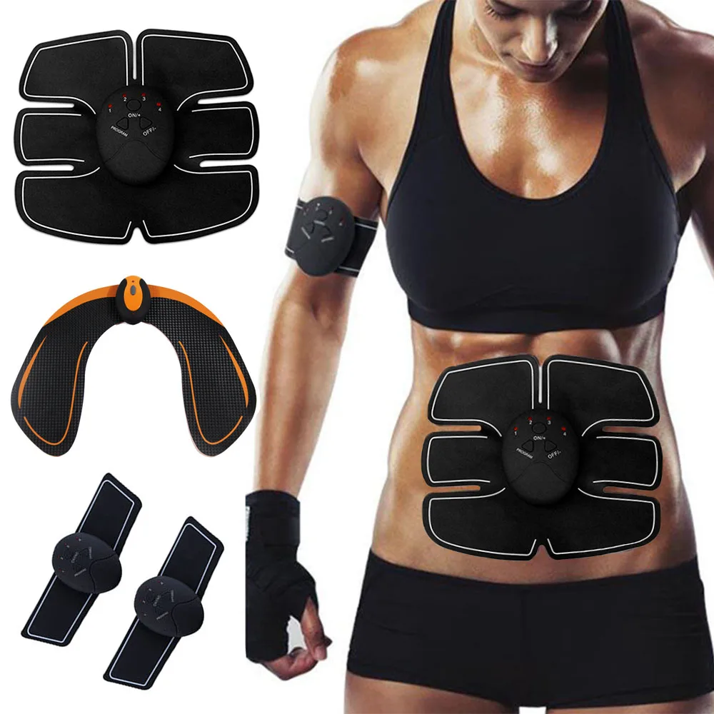 Электростимулятор мышц EMS умный фитнес массажер для похудения с наклейками