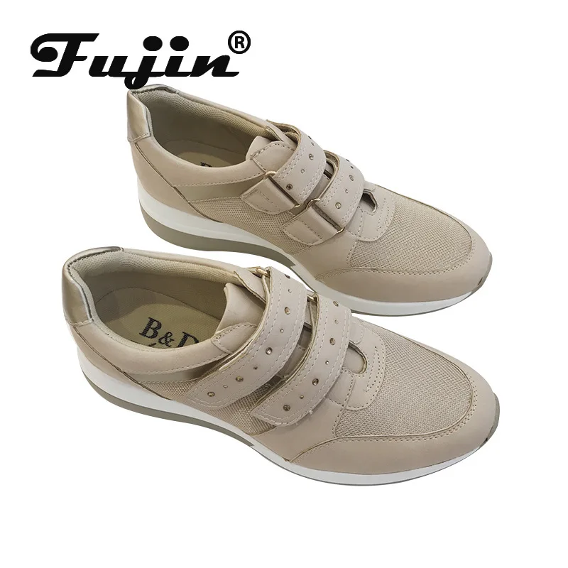 Fujin/женские кроссовки Сезон весна осень Модные блестящие дышащие туфли на