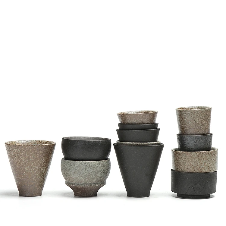 

Guopin Vintage Straight Tea Cup Drinkware Ceramic Coffee Mug Coarse Pottery Breakfast Retro Simple Teacups Decor Crafts
