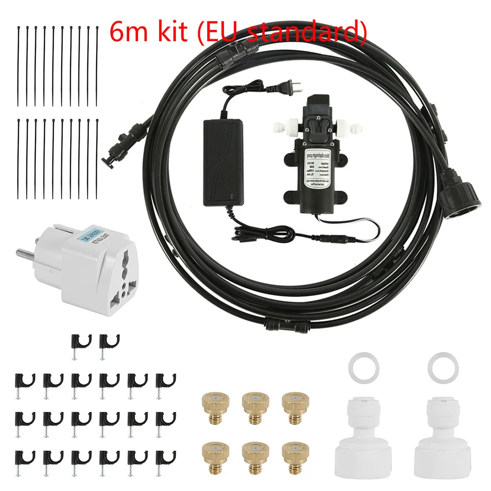 6m kit (EU standard) Система охлаждения от запотевания воды комплект летней спринклерной латунной форсунки открытый сад парник парк растений спрей шланг полив спрей - Цвет: 6m kit (EU standard)