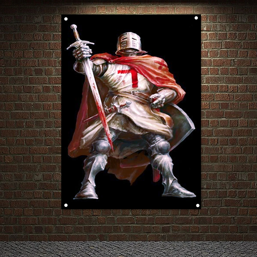 

Knights Templar Armor Posters Mural Wallpaper Wall Decor Vintage Crusader Banners Flag Wall Hanging Wall Sticker Home Decor H9