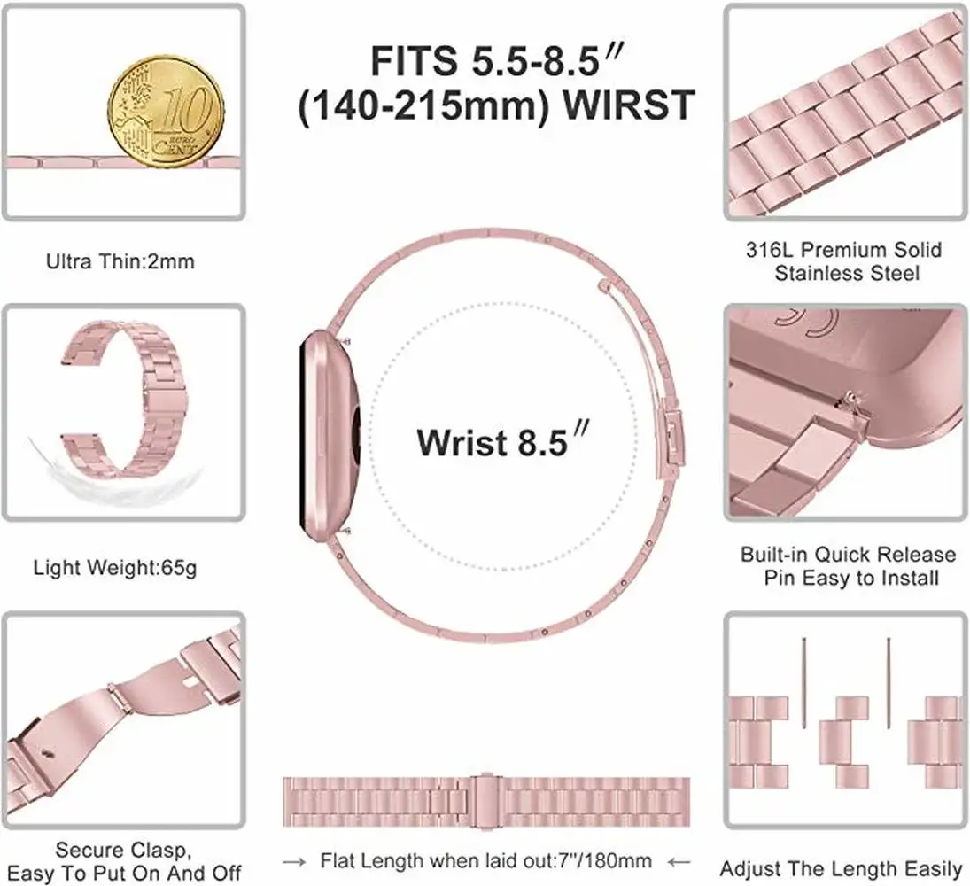 Браслет из нержавеющей стали для fitbit versa 2 band сетчатый магнитный браслет