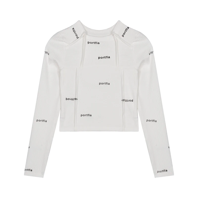 

WOMENGAGA Irregular Knitted Bottomed T Shirt Women's Spring Summer Tees White Foreign Tight Short Slim Tshirt Letter K4NB