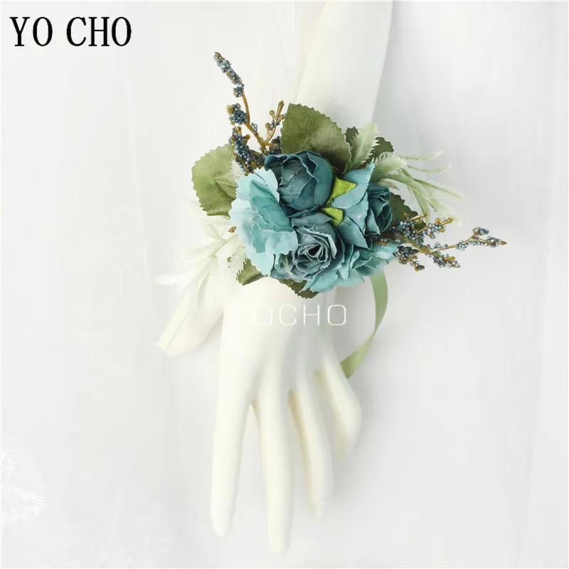 YO CHO Corsage искусственный цветок свадебная бутоньерка шелковые розы Мужская Брошь