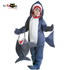 Смешная сумка для косплея Акулья ластика, реквизит для косплея, комбинезон с акулами, костюм на Хэллоуин для детей, конфеты, подарочные сумки, детская школьная сумка