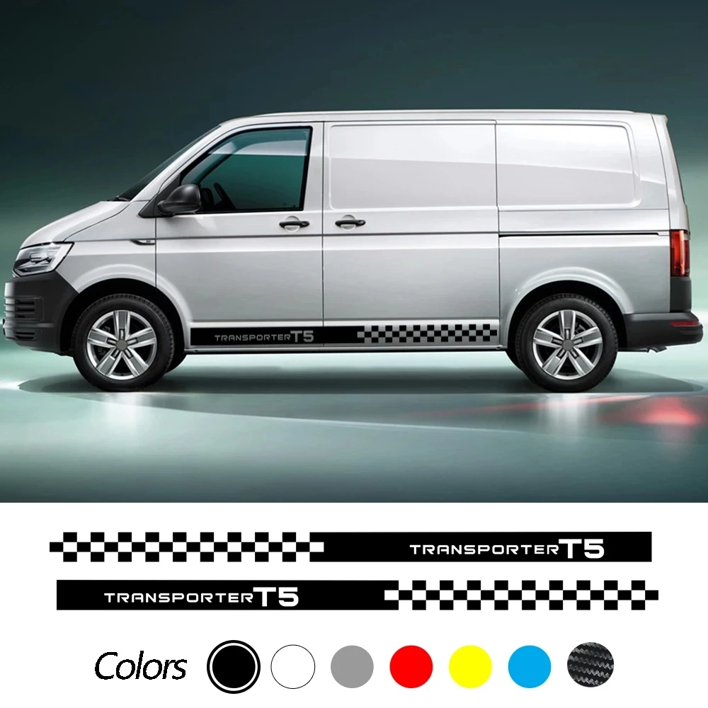 

Car Door Body Side Door Skirt Stripe Stickers Decal for Volkswagen VW Transporter Multivan T5 T6 Decoration Accessories 2021 New