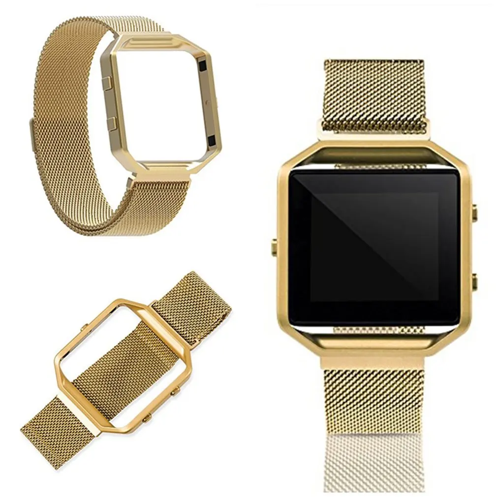 Сетчатый ремешок с металлической оправой для Fitbit часы Blaze из нержавеющей стали