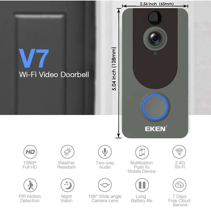EKEN V7 видео doorbell1080p с ringtone ночного видения беспроводной мониторинг безопасности