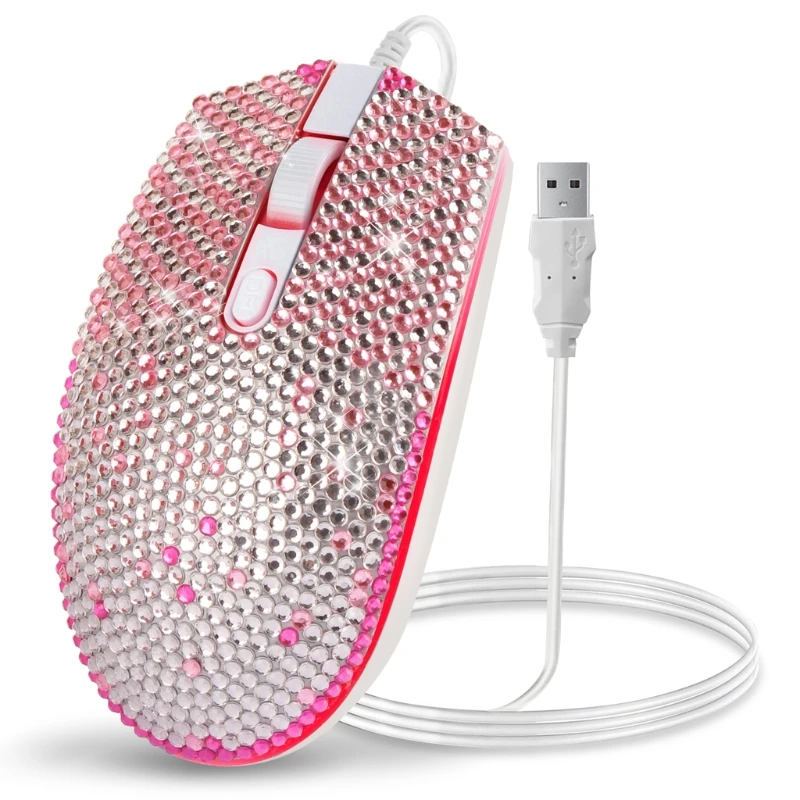 

Цветная Проводная USB оптическая мышь Стразы XX9A, эргономичная проводная мышь 1600 точек/дюйм, кнопка «Включай и работай» без звука для подруги