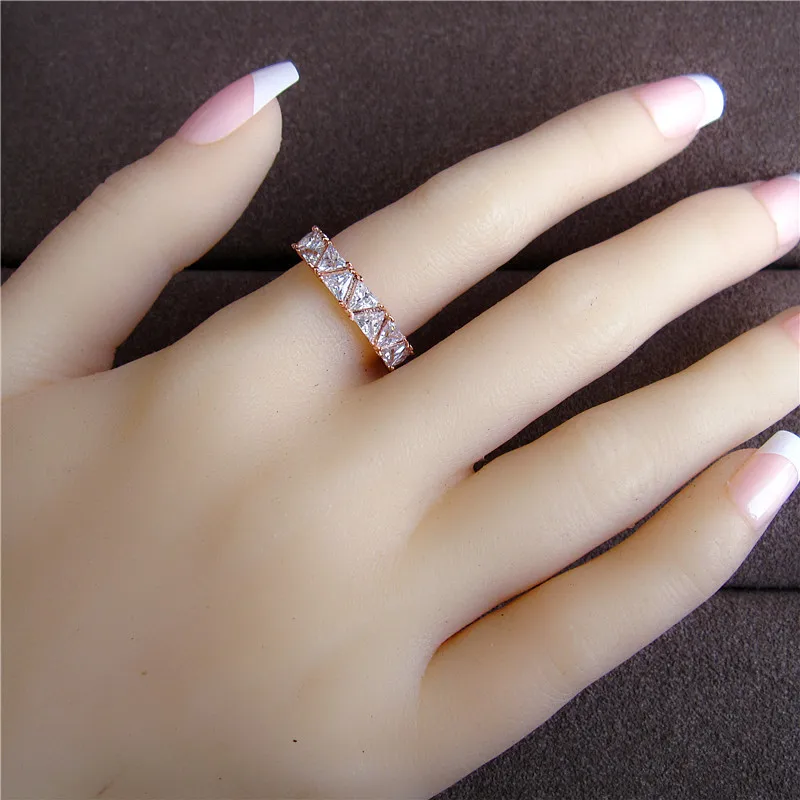 Треугольная Мода AAA кубический цирконий треугольные камни Кольцо медь базовый