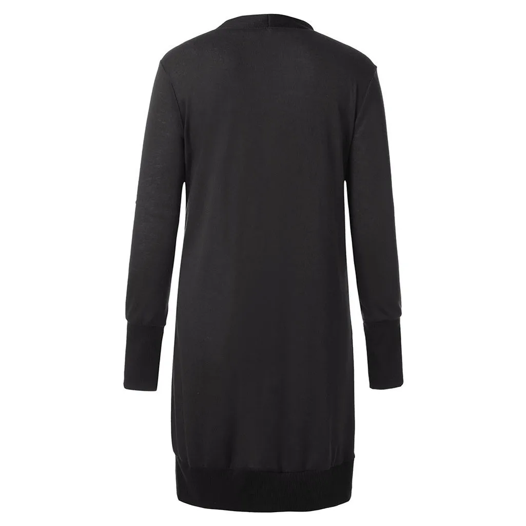 Модное однотонное длинное кимоно на пуговицах кардиган зимний свитер с открытой