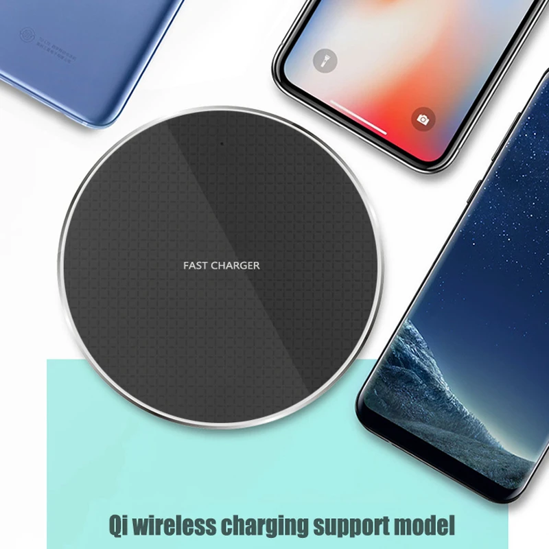 10w qi wireless charger pad for samsung s21 s20 note 10 iphone 12 11 pro xs max x 8 metal wireless fast charging quick charge free global shipping