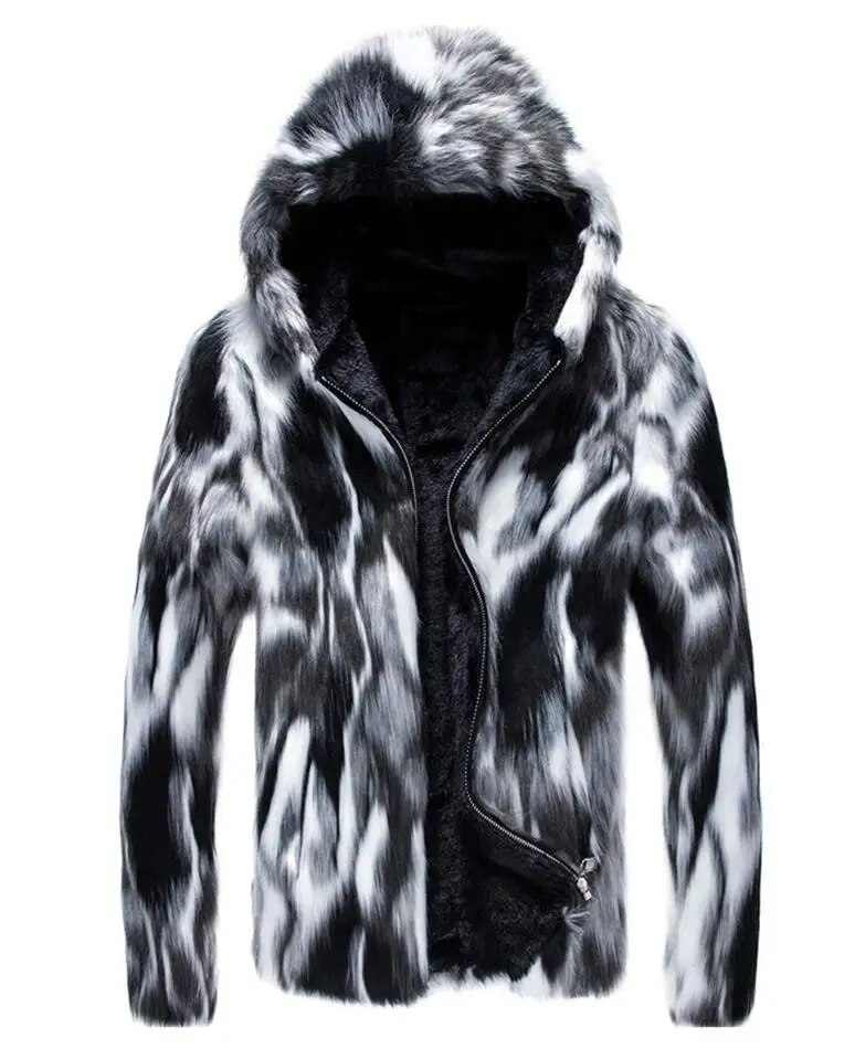 Hooded fur leather jacket mens warm faux mink fur leather coat men loose jackets winter autumn thicken jaqueta de couro fashion