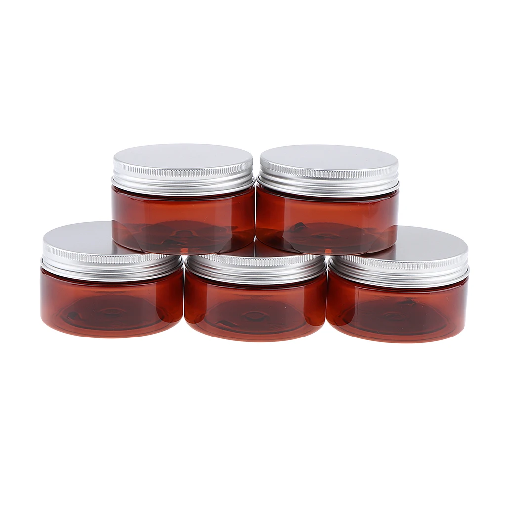 

5 шт Янтарный затеняющий пластик контейнер для хранения косметики 100 грамм банки пустые