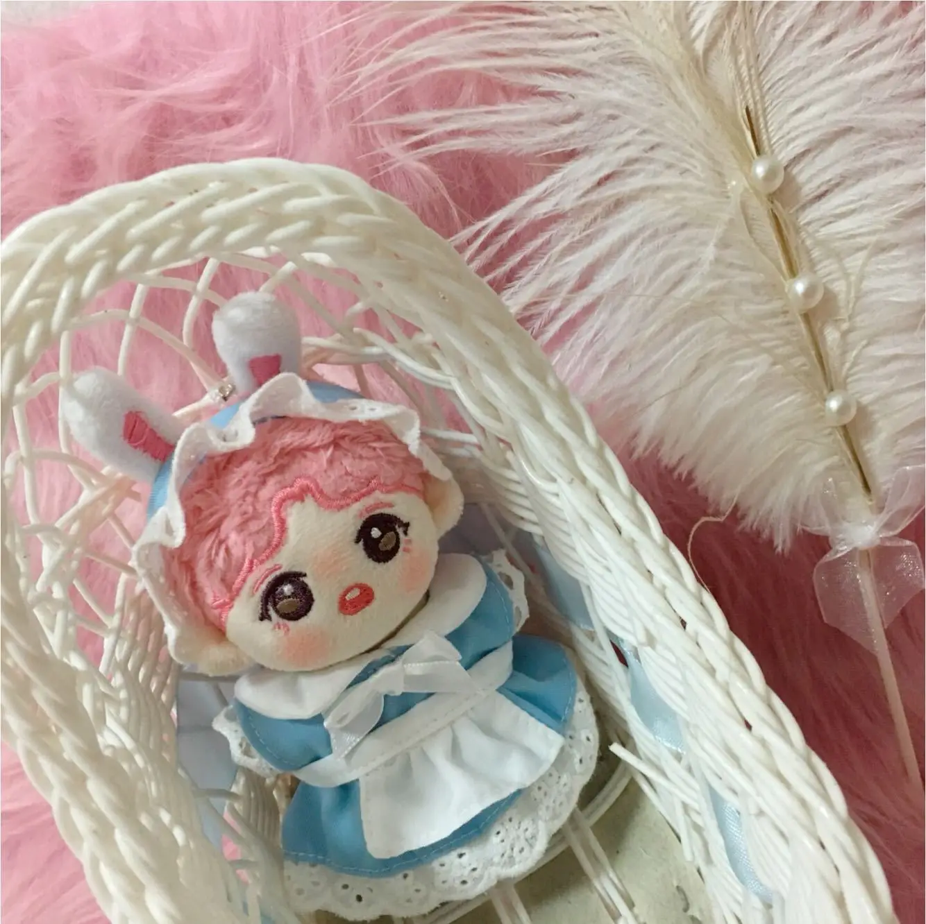 

Handmade 10cm Doll Clothes Maid Dress Headband Apron Kpop Plush Dolls Outfit Toys Baby Doll's Accessories Cos Suit