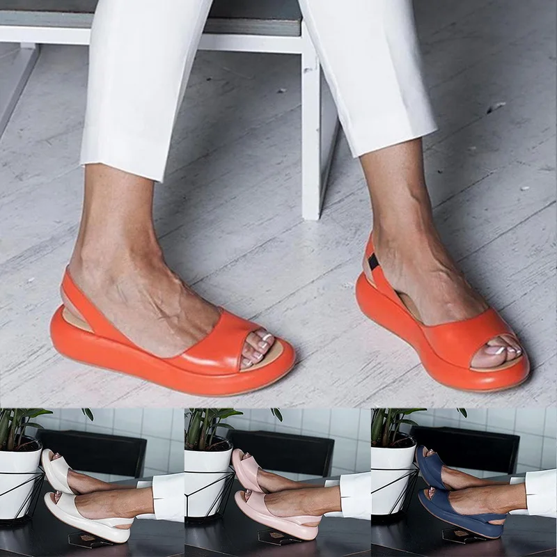 

Women Sandals Summer Female Peep Toe PU Fashion Summer Women shoes 2021 NEW Soild Color Platform Casual Shoes Sandals Women 2021