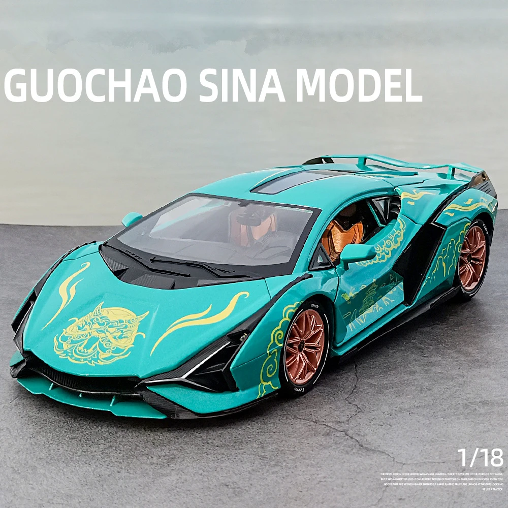 

1:18 SINA Alloy Sports Car Diecasts Metal Toy Car Model High Simulation Sound Light Collection Childrens Toy Gift Chinese Style