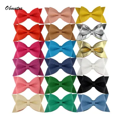 

1 Pair Woman Ladies Black PU Leather Bow Shoe Clips Decoration Candy Color Accessories