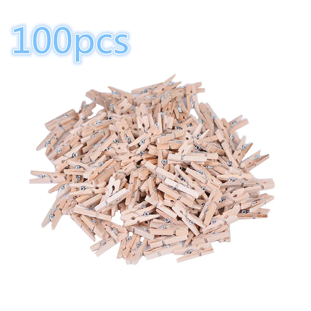 100 шт. мини Плетеный абажур из натурального дерева зажимы фото прищепка DIY