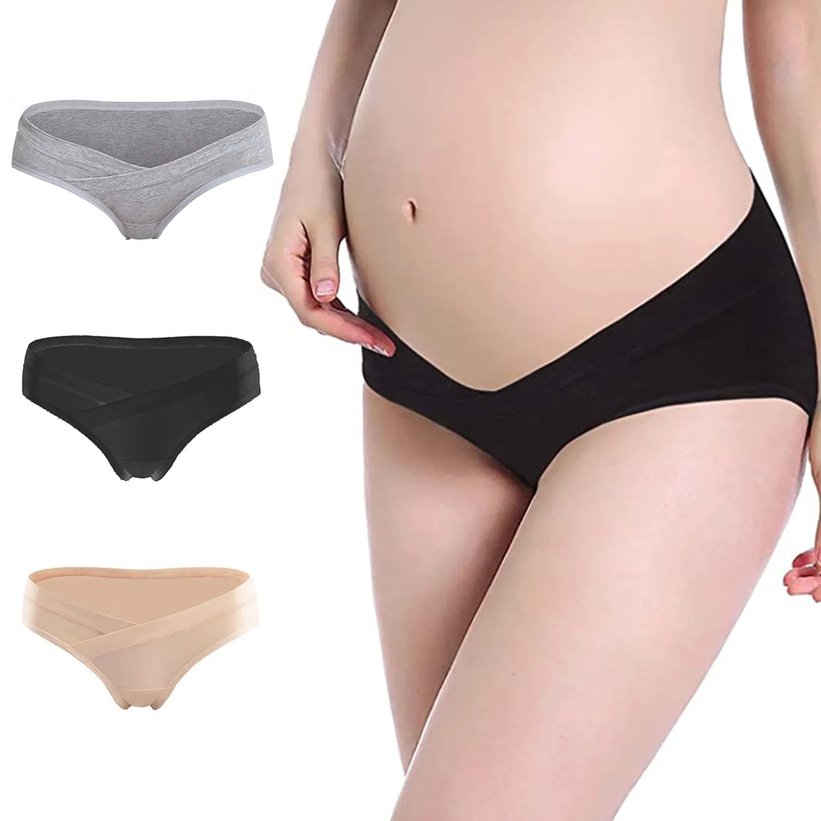 

Panties For Maternity Pregnant Women Solid Color Low Waist Underpants V Shaped Pregnancy Postpartum Panty Female Underwear