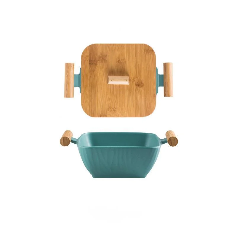 

Nordic Ceramic Fruit Plate Kitchen Supplies Household Salad Fruit Plate with Lid Deep Bowl Restaurant Decorative Tableware