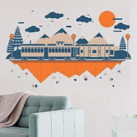 sunset train waist line wall stickers living room bedroom childrens room self adhesive painting wallpaper