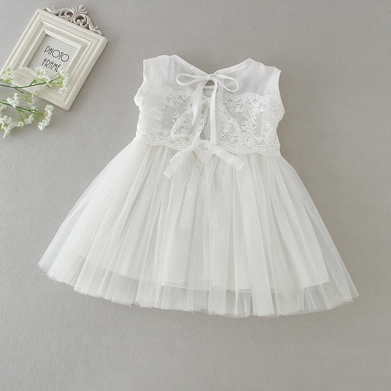 Платье для маленьких девочек белое кружевное платье пачка первого дня рождения