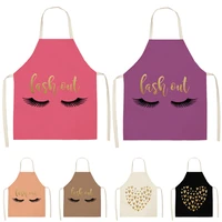 eyelashe love pattern cleaning colorful aprons 5365cm home cooking kitchen apron cook wear cotton linen adult bibs wql0134