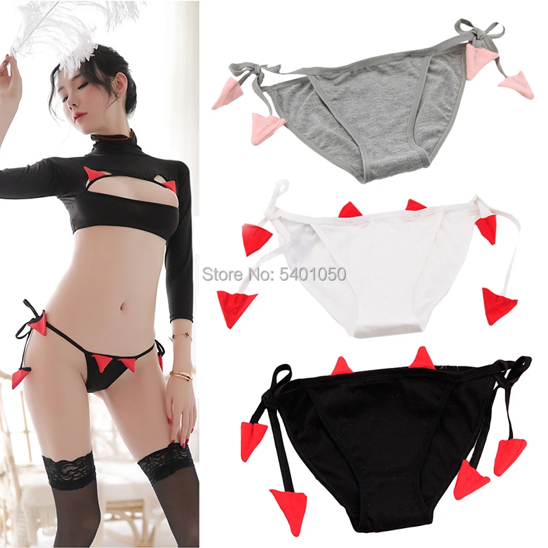 Аниме Лолита сексуальное нижнее белье демон ролевые игры на шнуровке Нижнее Мини