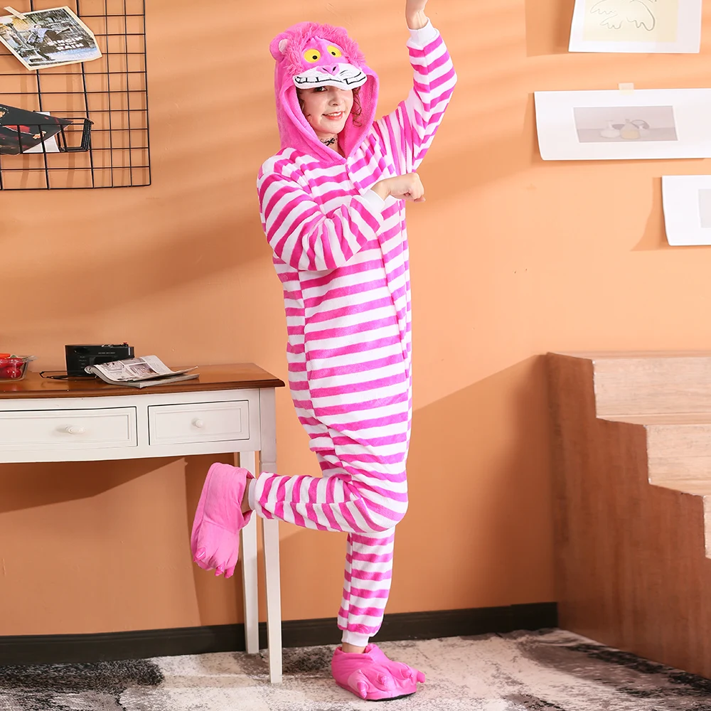 KIGUCOS onesies Чеширский кот мультфильм животных пижамы для женщин зимние теплые