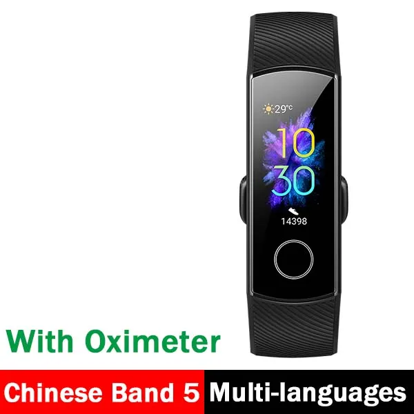cn band 5 bLack Умный Браслет huawei Honor Band 5, 4, 0,95 дюйма, трекер, умный OLED, для плавания, водонепроницаемый, Bluetooth, фитнес-трекер, сенсорный экран - Цвет: cn band 5 bLack